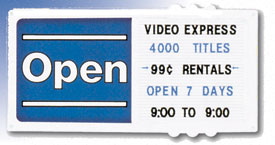 Open/Closed Sign Horizontal White &Blue