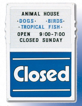 Open Closed Sign Vertical White & Blue