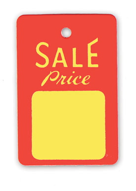 Large Unstrung Sale Tag Red &Yellow