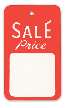 Large Unstrung Sale Tag Red & White