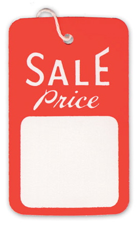 Large Strung Sales Tag Red & White