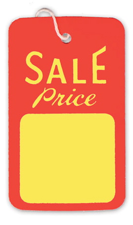 Large Strung Sale Tag Red & Yellow