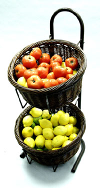 Round 2-Level Wicker Basket Set
