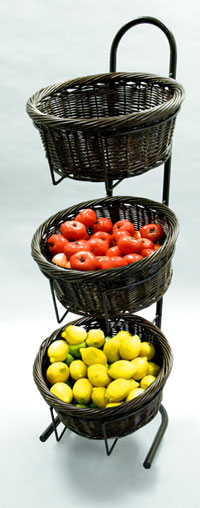 Three Level Round Display Wicker Basket Set