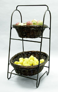 Two Level Oval Wicker Basket Set