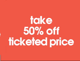 Sale Card 50% Off 11"W x 7"H