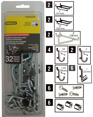 Super Duty Pegboard Hook Assortment - 32 Piece