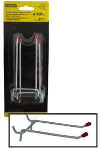 Straight Double Pegboard Hooks 4"L