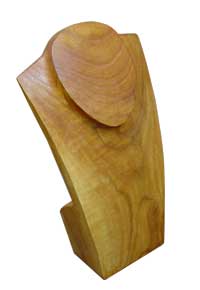 Large Wood Jewelry Display Bust - Natural