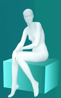 All White Sculptured Female Mannequin Sitting Position