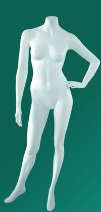 All White Sculptured Headless Female Mannequin Left Hand on Hip