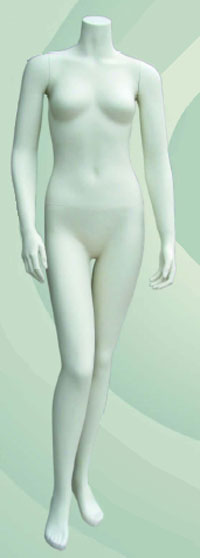 All White Sculptured Headless Female Mannequin Hands by Sides
