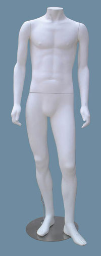 All White Sculptured Headless Male Mannequin Hands by Sides
