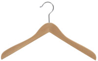 17" Natural Wood Coat Hanger - Chrome Hook