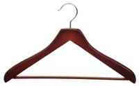 17" Walnut Coat Hanger with Non-Slip Bar - Chrome Hook