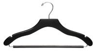 17" Black Suit Hanger with Non-Slip Bar - Chrome Hook