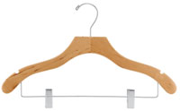 17" Natural Combination Hanger with Clips - Chrome Hook