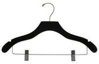 17" Black Combination Hanger with Clips - Chrome Hook