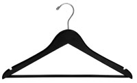 17" Black Suit Hanger with Bar - Chrome Hook