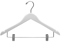 17" White Combination Hanger with Clips - Chrome Hook