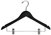 17" Black Combination Hanger with Clips - Chrome Hook