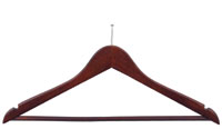 17" Walnut Suit Hanger with Bar - Chrome Hook