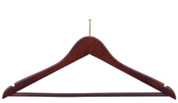 17" Walnut Suit Hanger with Bar - Brass Hook