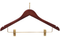 17" Walnut Combination Hanger with Clips - Brass Hook