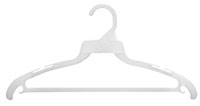 16" White Plastic Giveaway Suit Hanger