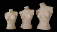 Women's Half Body Paper Mache Jewelry Displays - Set of 3