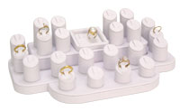 White Leatherette Ring Display - 24 Rings