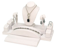 White Leatherette Combination Jewelry Display