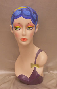Loraine Vintage Flapper Mannequin Head with Ear Pierce
