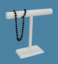 White Leatherette Single T-Bar Jewelry Display