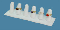 White Leatherette 6 Ring Jewelry Display 