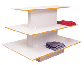 3 Tier Table White Melamine - Oak Edge