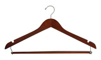 Matte Teak Suit Wood Hangers with Bar
