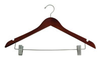 Matte Teak Wood Hangers with Clips for Suits