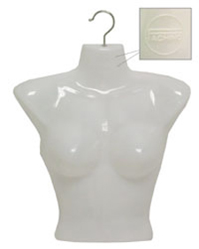Standard Weight Female Upper Torso Form with Swivel Hook-White