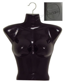 Standard Weight Female Upper Torso Form with Swivel Hook-Black