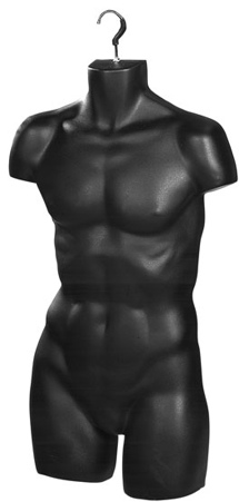 Half Round Male Torso Form Black