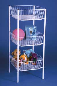 Three Tier Basket Unit White