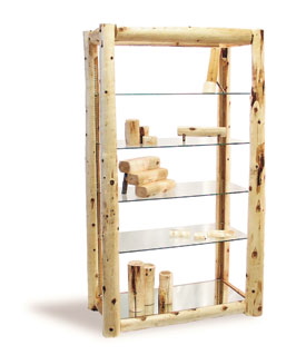 36" Cedar Log Etegere with Glass