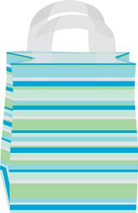 Mediterranean Frosted Stripe Shopping Bags