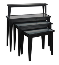 Birch Nesting Table with Galvanized Top - Stained