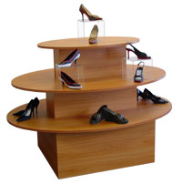 Pearwood 3 Tier Oval Display Table with Caster Kit