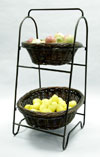 Two Level Oval Wicker Basket Set