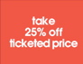 Sale Card 25% Off 11"W x 7"H