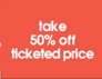 Sale Card 50% Off 11"W x 7"H