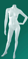 All White Sculptured Headless Female Mannequin Left Hand on Hip